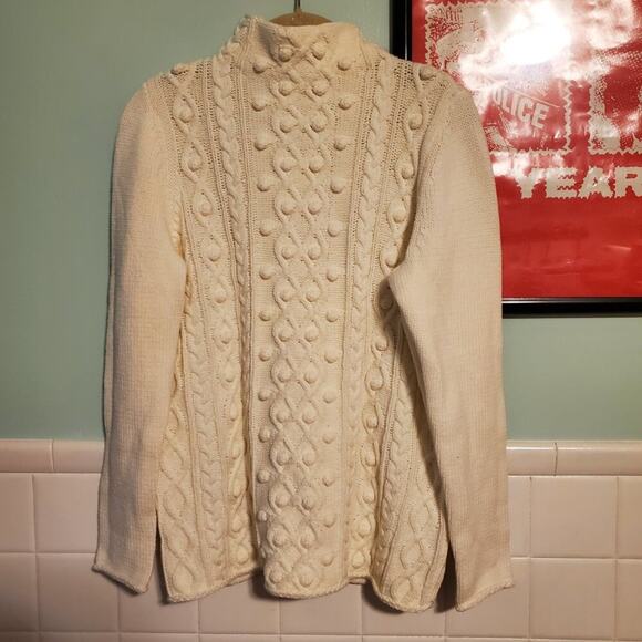 Talbots Ivory Cable Knit Funnel Neck Sweater Women's Size Small - Picture 3 of 10
